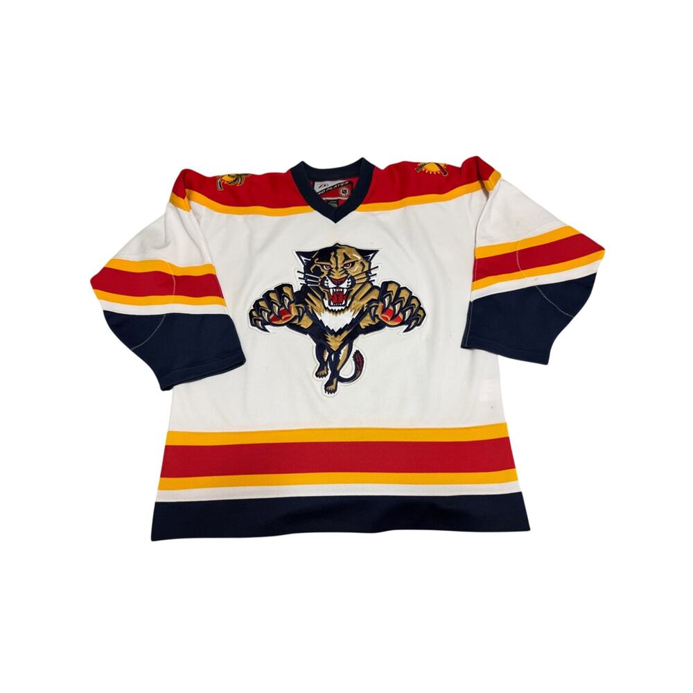 Vintage Pro Player Florida Panthers Authentic NHL Hockey White Jersey SZ MEDIUM